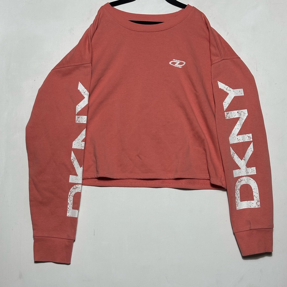 DKNY Women's Rust Sweatshirt with White Logo Y2K